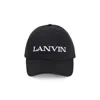 Lanvin Structured Black Cotton Cap With Embroidered Logo In Black