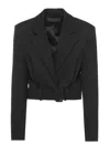 Lanvin Structured Peak Lapel Jacket With Built-in Belt In Black