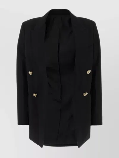 LANVIN STRUCTURED WOOL BLAZER WITH RHINESTONE BUTTONS