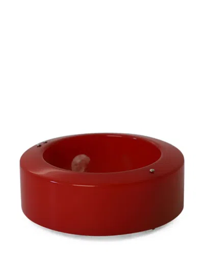 Pre-owned Lanvin Studded Engraved-logo Bangle In Red