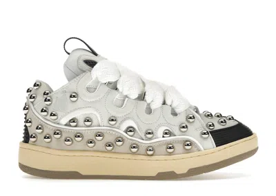 Pre-owned Lanvin Studded Leather Curb Sneaker (women's) Sneakers In White