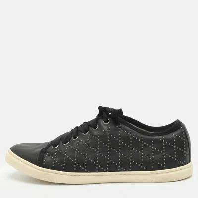 Pre-owned Lanvin Studded Size 38 Black Leather Low Top Sneakers