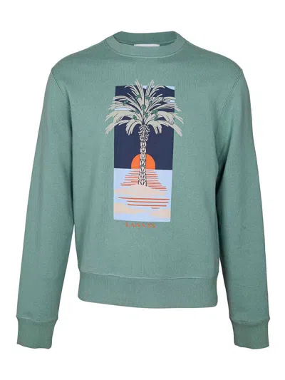 Lanvin Cotton Sweatshirt With Printing In Grey