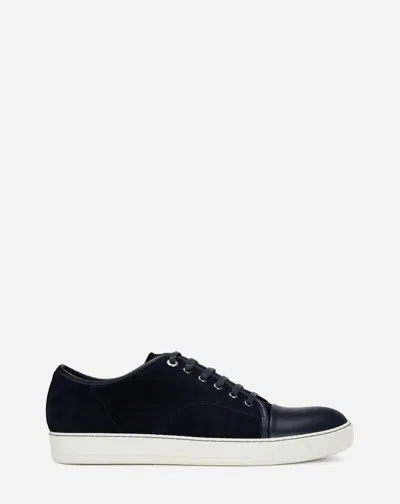Lanvin Dbb1 Suede And Leather Sneakers For Men In Navy Blue