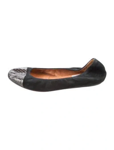 Pre-owned Lanvin Suede Animal Print Ballet Flats In Black