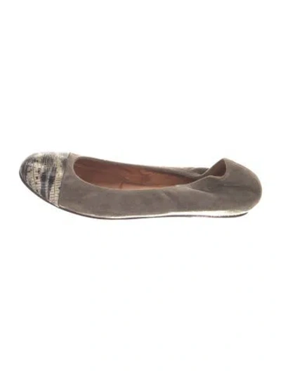 Pre-owned Lanvin Suede Animal Print Ballet Flats In Green