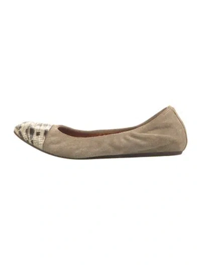 Pre-owned Lanvin Suede Animal Print Ballet Flats In Neutrals