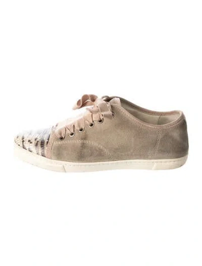 Pre-owned Lanvin Suede Animal Print Sneakers In Neutral