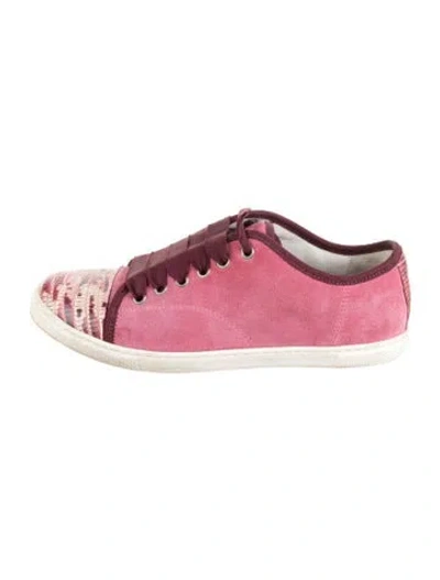 Pre-owned Lanvin Suede Animal Print Sneakers In Pink