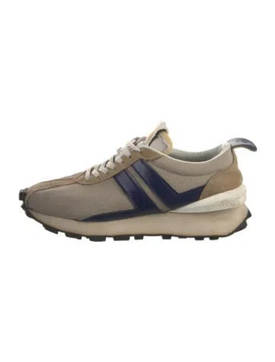 Pre-owned Lanvin Suede Athletic Sneakers In Blue/neutrals