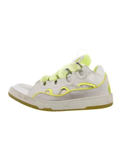 Pre-owned Lanvin Suede Athletic Sneakers In White