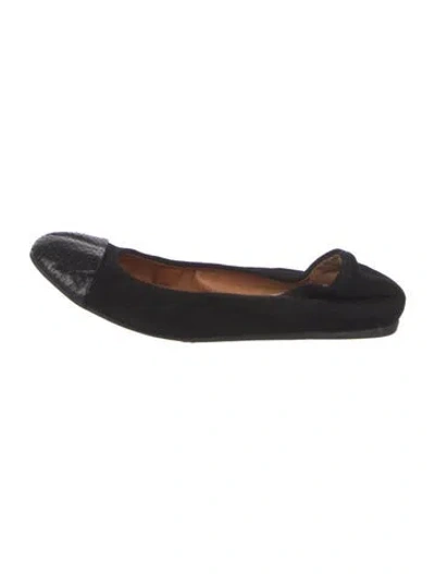 Pre-owned Lanvin Suede Ballet Flats In Black