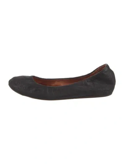 Pre-owned Lanvin Suede Ballet Flats In Black