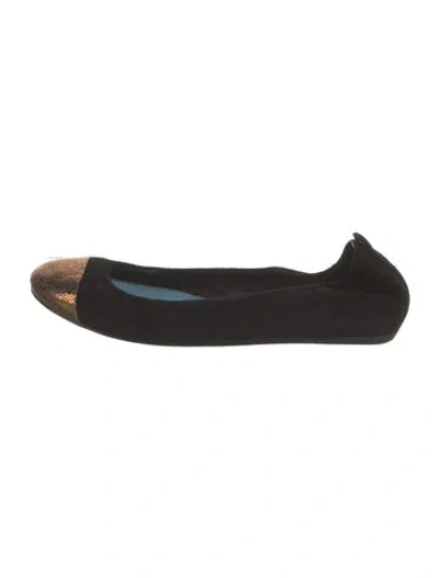 Pre-owned Lanvin Suede Ballet Flats In Black