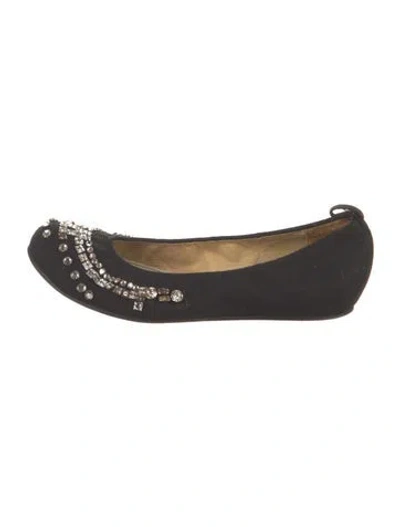 Pre-owned Lanvin Suede Ballet Flats In Black