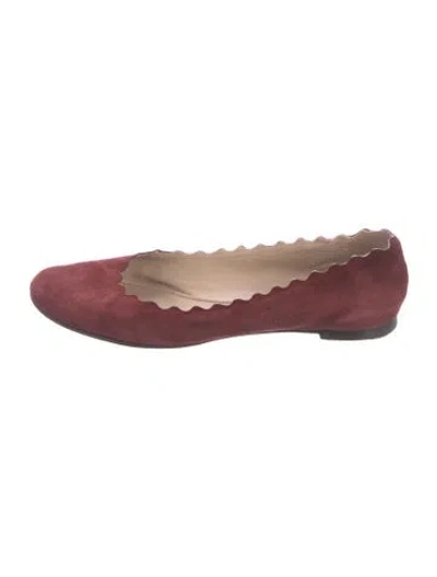 Pre-owned Lanvin Suede Ballet Flats In Burgundy