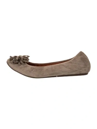 Pre-owned Lanvin Suede Ballet Flats In Grey