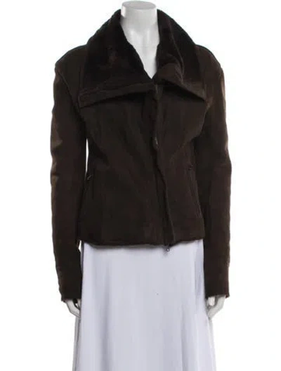 Pre-owned Lanvin Suede Biker Jacket In Brown