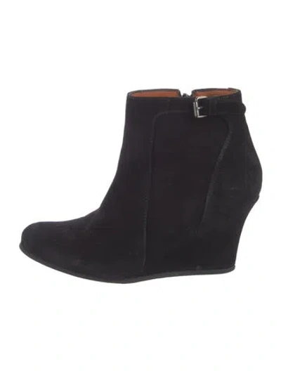 Pre-owned Lanvin Suede Boots In Black
