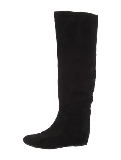 Pre-owned Lanvin Suede Boots In Black