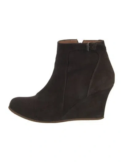 Pre-owned Lanvin Suede Boots In Black