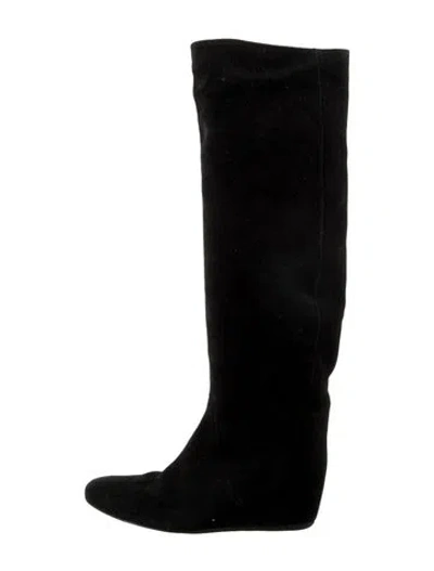 Pre-owned Lanvin Suede Boots In Black