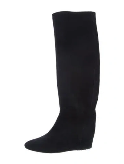 Pre-owned Lanvin Suede Boots In Black