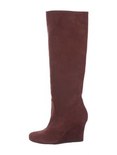 Pre-owned Lanvin Suede Boots In Burgundy