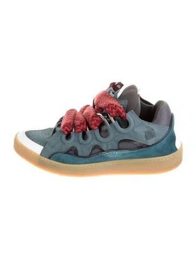 Pre-owned Lanvin Suede Braided Accents Sneakers In Blue