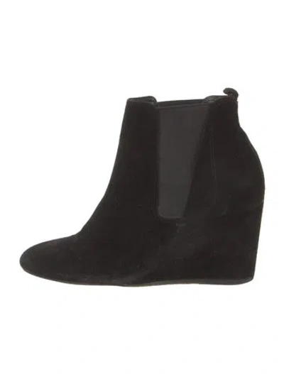 Pre-owned Lanvin Suede Chelsea Boots In Black