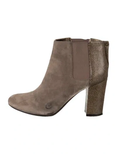 Pre-owned Lanvin Suede Chelsea Boots In Gray