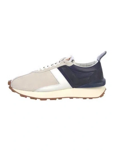 Pre-owned Lanvin Suede Colorblock Pattern Athletic Sneakers In Neutral