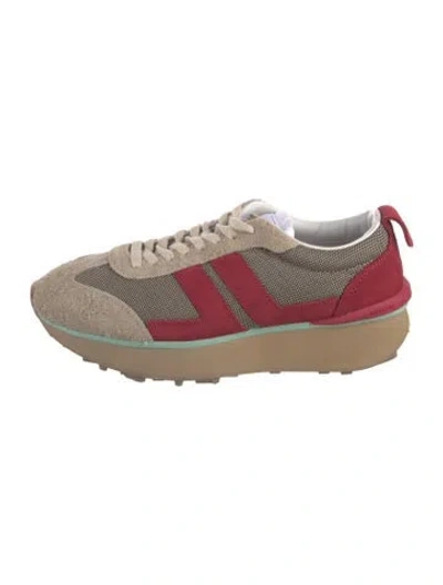 Pre-owned Lanvin Suede Colorblock Pattern Athletic Sneakers In Red