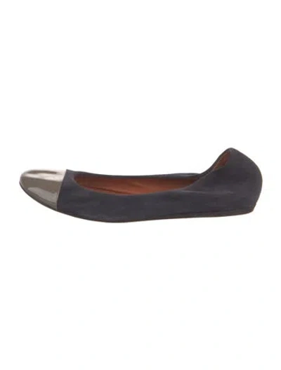 Pre-owned Lanvin Suede Colorblock Pattern Ballet Flats In Blue