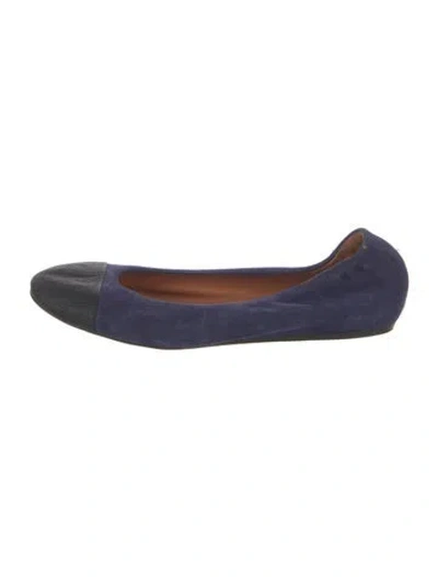 Pre-owned Lanvin Suede Colorblock Pattern Ballet Flats In Blue