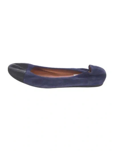 Pre-owned Lanvin Suede Colorblock Pattern Ballet Flats In Blue