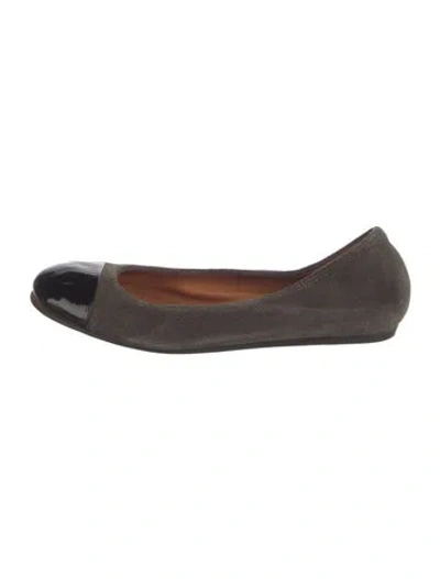 Pre-owned Lanvin Suede Colorblock Pattern Ballet Flats In Gray