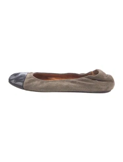 Pre-owned Lanvin Suede Colorblock Pattern Ballet Flats In Neutral