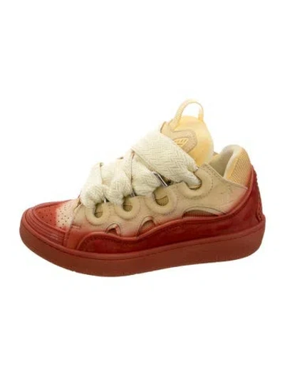 Pre-owned Lanvin Suede Colorblock Pattern Chunky Sneakers In Orange