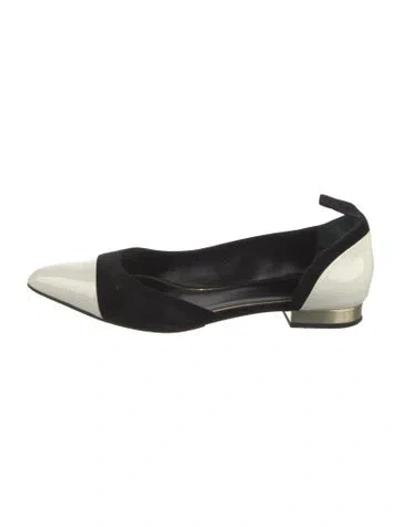 Pre-owned Lanvin Suede Colorblock Pattern D'orsay Flats In White
