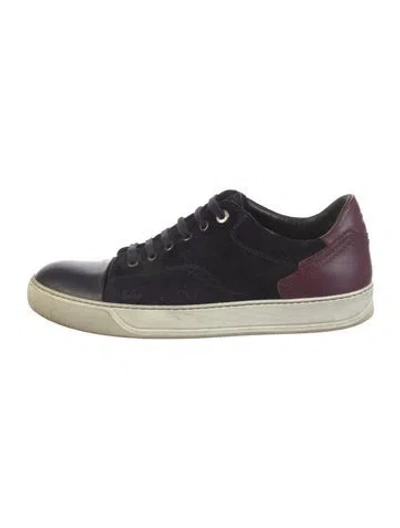 Pre-owned Lanvin Suede Colorblock Pattern Sneakers In Black