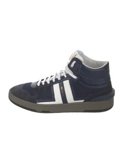 Pre-owned Lanvin Suede Colorblock Pattern Sneakers In Blue
