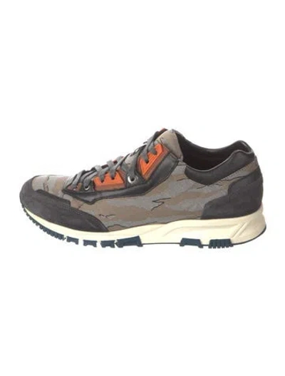 Pre-owned Lanvin Suede Colorblock Pattern Sneakers In Brown