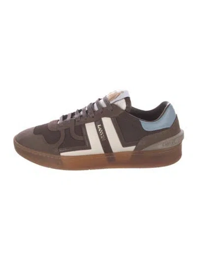 Pre-owned Lanvin Suede Colorblock Pattern Sneakers In Brown