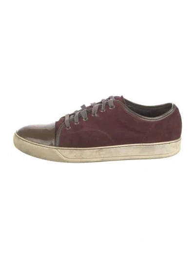 Pre-owned Lanvin Suede Colorblock Pattern Sneakers In Burgundy