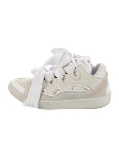 Pre-owned Lanvin Suede Colorblock Pattern Sneakers In Gray