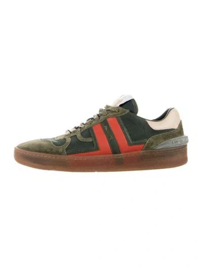 Pre-owned Lanvin Suede Colorblock Pattern Sneakers In Green