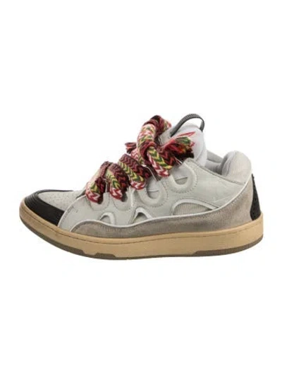 Pre-owned Lanvin Suede Colorblock Pattern Sneakers In Neutral