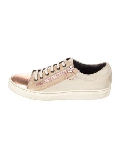 Pre-owned Lanvin Suede Colorblock Pattern Sneakers In Neutral