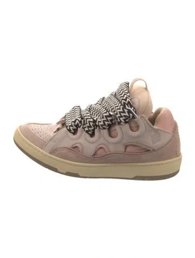 Pre-owned Lanvin Suede Colorblock Pattern Sneakers In Pink
